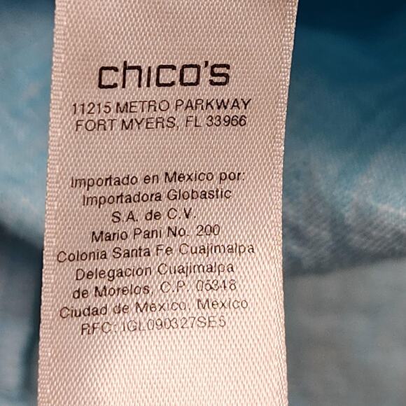 Chico's Linen Shirt Womens Large Size 2 Blue Sleeveless Button Front Tunic Lined - Picture 11 of 12